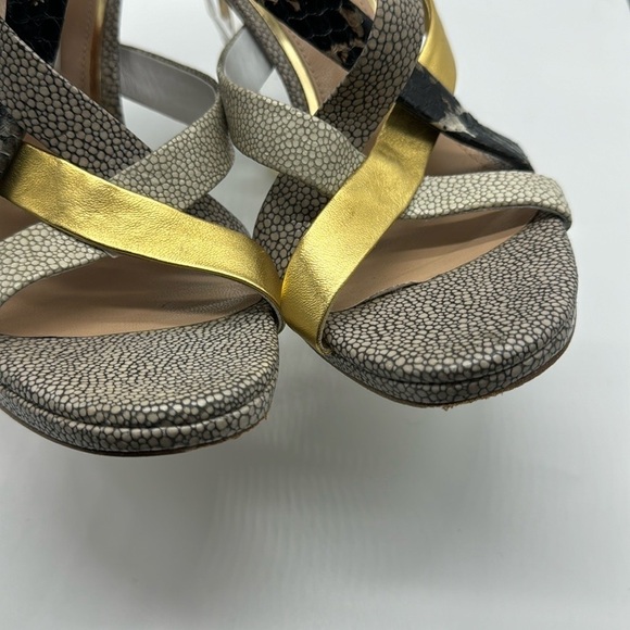 Diane Von Furstenberg Ibiza Sandal Clear Snakeskin Heels Size 6 - Picture 2 of 14